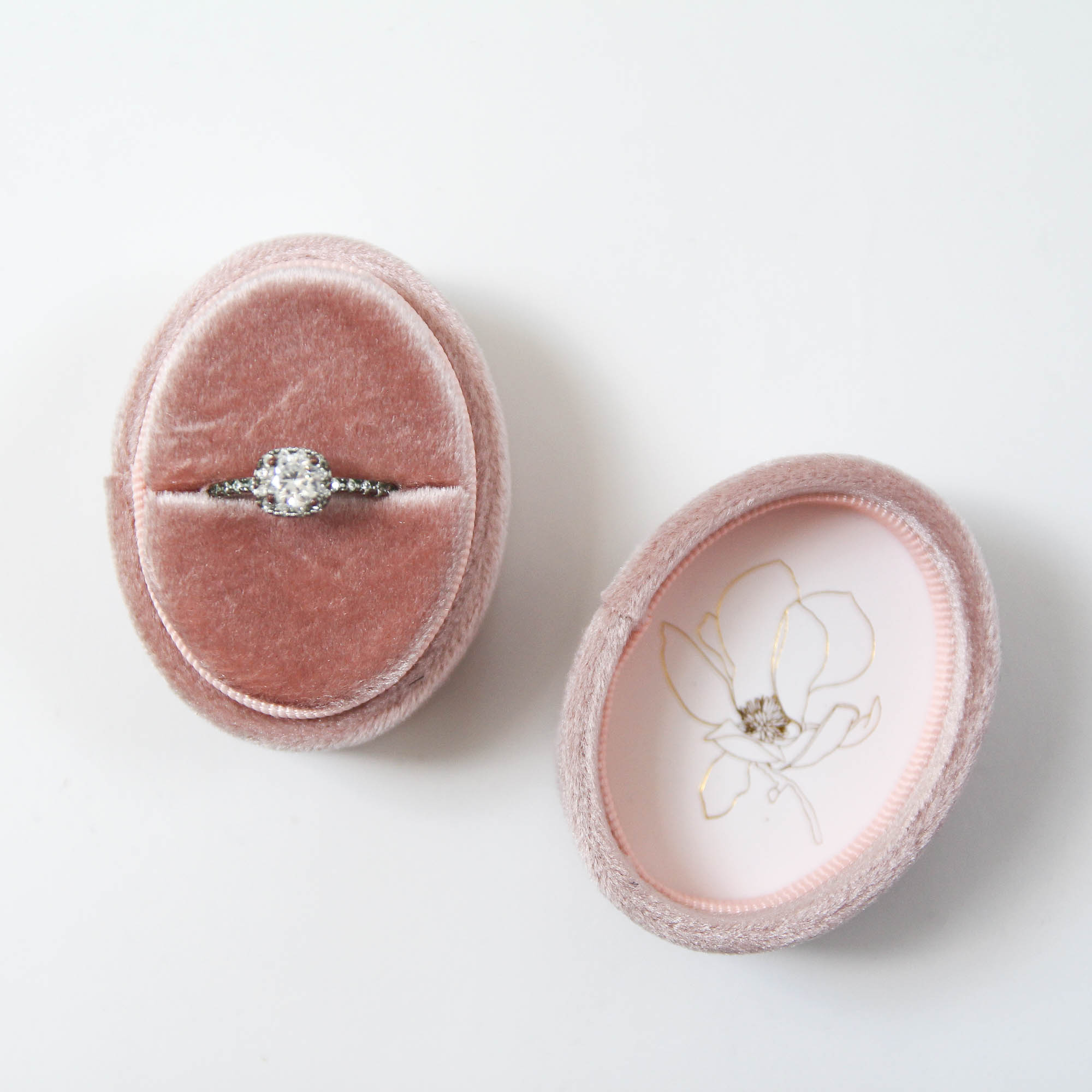 Ringbox aus Samt in Blush für Eheringe oder Verlobungsring