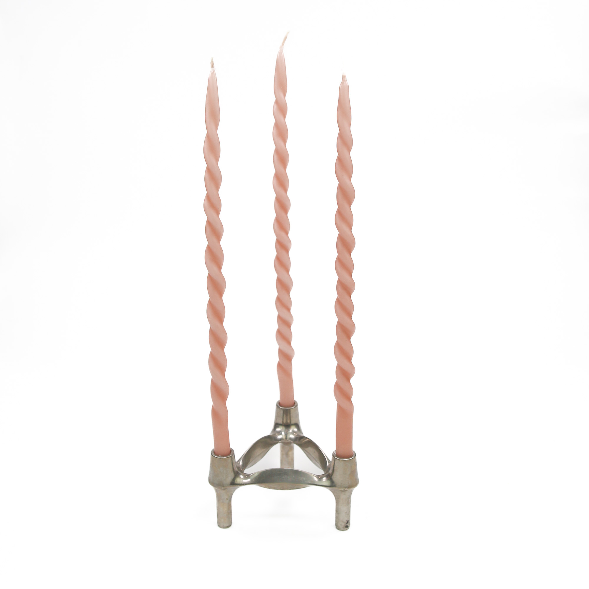 dünne gedrehte Stabkerzen TWIST für Stoff Nagel Kerzenständer - nude