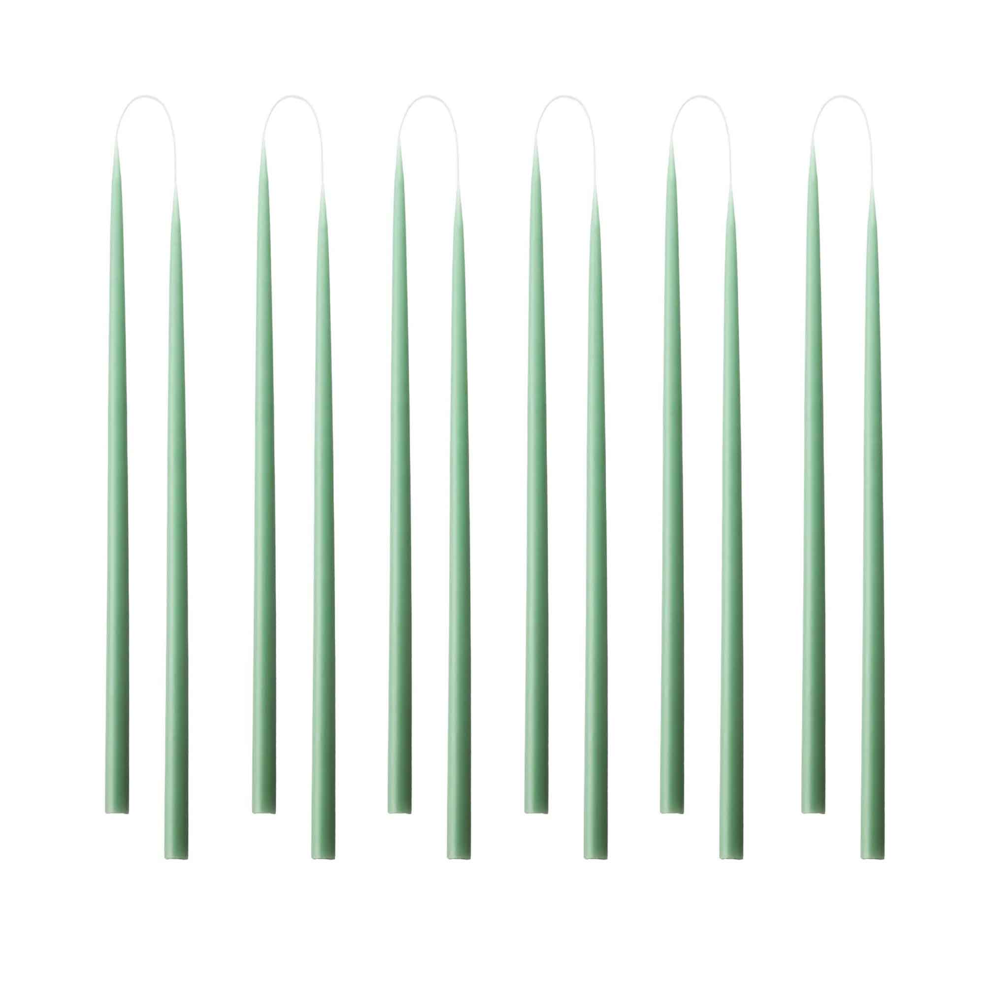 Dünne Spitzkerzen SALBEI | dark green reseda - Farbnr. 38, 1.3 x 28 cm